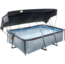 Aufstellpool Framepool-Set EXIT StonePool rechteckig 220x150x65 cm inkl. Kartuschenfilteranlage & Sonnendach Steinoptik