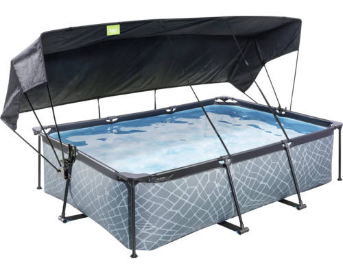 Rechteckiger Rahmenpool mit Sonnenschutzdach