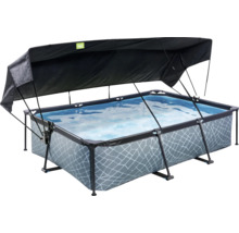 Aufstellpool Framepool-Set EXIT StonePool rechteckig 220x150x65 cm inkl. Kartuschenfilteranlage & Sonnendach Steinoptik