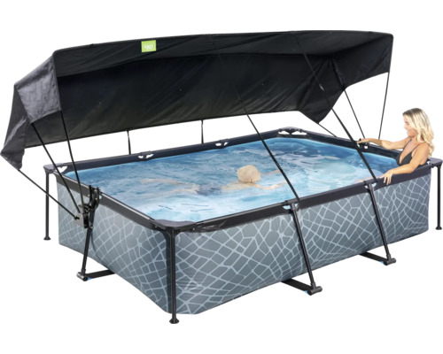 Rechteckiger Pool mit Abdeckung und Schwimmern