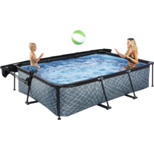 Aufstellpool Framepool-Set EXIT StonePool rechteckig 220x150x65 cm inkl. Kartuschenfilteranlage & Sonnendach Steinoptik
