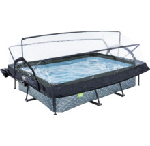 Aufstellpool Framepool-Set EXIT StonePool rechteckig 300x200x65 cm inkl. Kartuschenfilteranlage, Abdeckung & Sonnenschutz Steinoptik