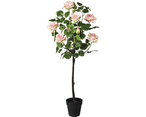 Kunstpflanze Rosenstamm im Topf Höhe: 95 cm rosa