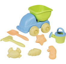Spielzeugsandkasten-Set mit Kipper, Schaufeln, Gießkanne und Förmchen