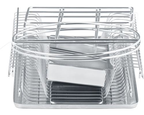 Geschirrständer aus Metall mit Abtropfschale und Besteckkorb