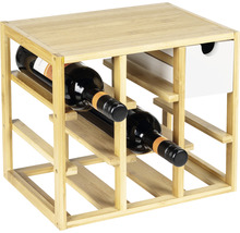 Weinregal aus Bambus mit Schublade und Flaschen