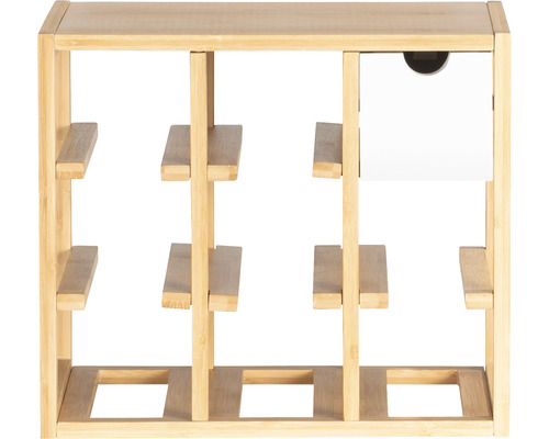 Weinregal aus Holz mit Schublade