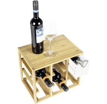 Weinregal aus Bambus mit Flaschen, Glas und Schublade