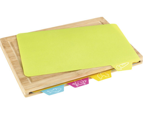 Schneidebrett aus Bambus mit mehreren Schneideunterlagen