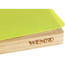 Schneidebrett aus Bambus mit Wenko Logo und grüner Schneidunterlage