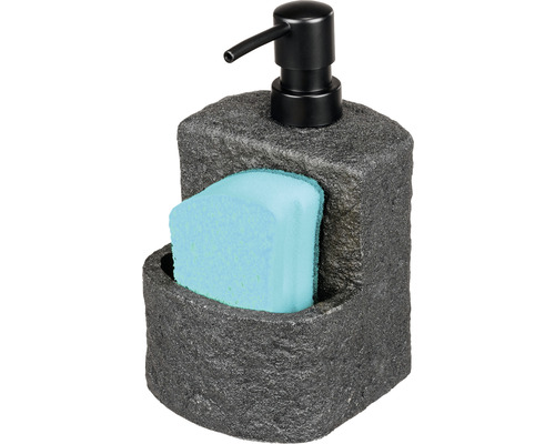Seifenspender mit Schwammhalter aus Stein und Spülbeckenschwamm