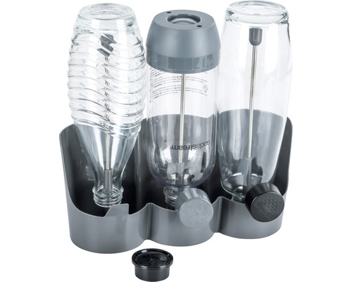 SodaStream Flaschenhalter mit drei Glasflaschen