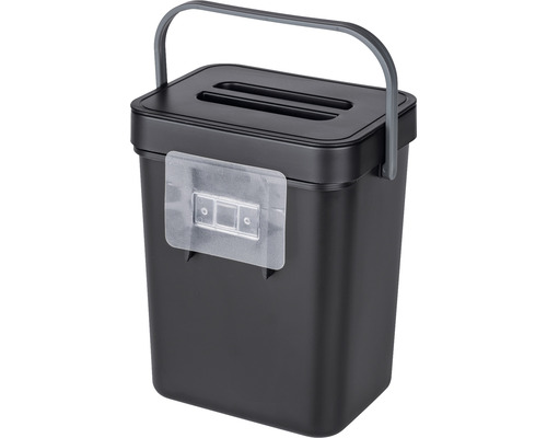Schwarzer Komposteimer mit Griff und Befestigung