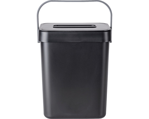Schwarzer Komposteimer mit Deckel und Tragegriff