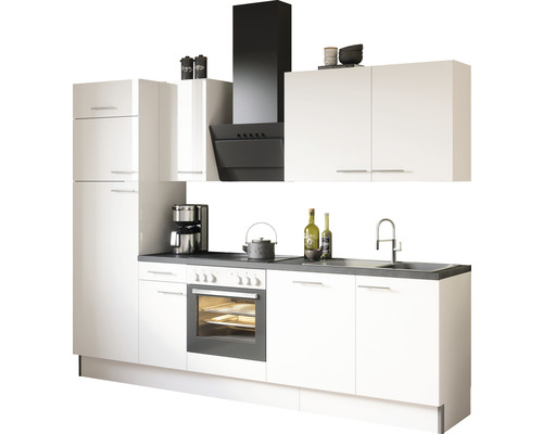 Geräten Küchenzeile mit Rurik986 cm 270 weiß kaufen weiß Korpusfarbe Glänzend Optifit Frontfarbe HORNBACH bei