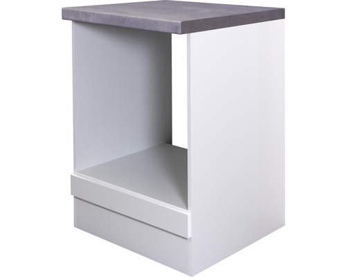 Flex Well Herdumbauschrank Varo BxTxH 60 x 60 x 85 cm weiß matt zerlegt 00010982 Unterschrank mit grauem Aufsatz für Küchen