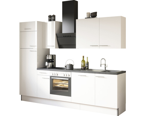 Optifit Küchenzeile Rurik986 270 cm weiß glänzend zerlegt Variante reversibel