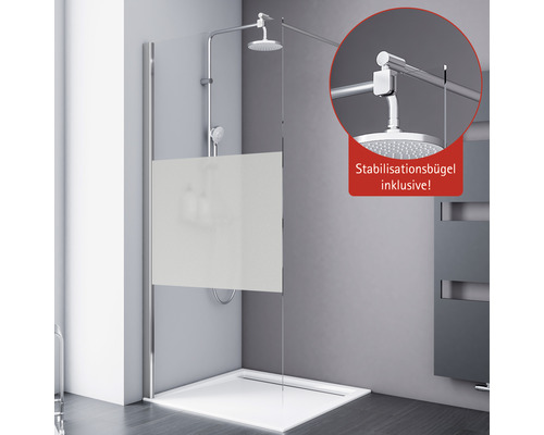 Walk In SCHULTE Alexa Style 2.0 ExpressPlus 100 cm Profil chrom Glasdekor Dezent Duschabtrennung mit Stabilisationsbügel inklusive in Badezimmer