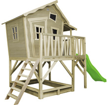 Holzspielhaus mit Rutsche, Leiter und Sandkasten