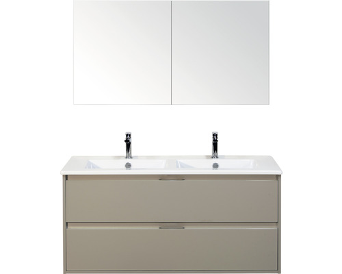 Badmöbelset 3-teilig Doppelbadmöbel Sanox Porto BxHxT 121 x 170 x 51 cm Frontfarbe kieselgrau mit Waschtisch Keramik weiß Griff chrom matt 84730252 Badmöbelset 3-teilig Doppelbadmöbel Sanox Porto BxHxT 121 x 170 x 51 cm Frontfarbe kieselgrau mit Waschtisch Keramik weiß Griff chrom matt 84730252