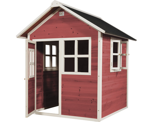 Spielhaus aus Holz mit Tür und Fenstern