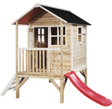 Holzspielhaus mit Rutsche und Leiter für Kinder