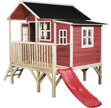 Spielhaus aus Holz mit Rutsche und Leiter