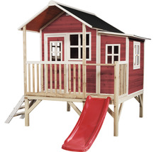 Spielhaus aus Holz mit Rutsche und Leiter
