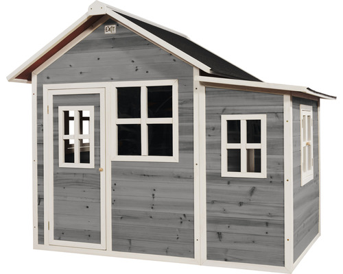 Spielhaus aus Holz mit Tür und Fenstern