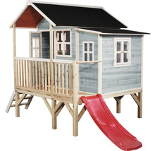 Holzspielhaus mit Rutsche und Leiter für den Garten