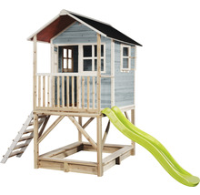 Spielhaus mit Rutsche und Sandkasten aus Holz