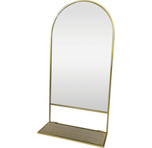 Spiegel mit klappbarer Holzablage gold 3