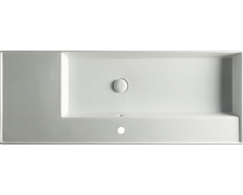 Waschbecken aus Keramik mit Überlauf und Hahnloch