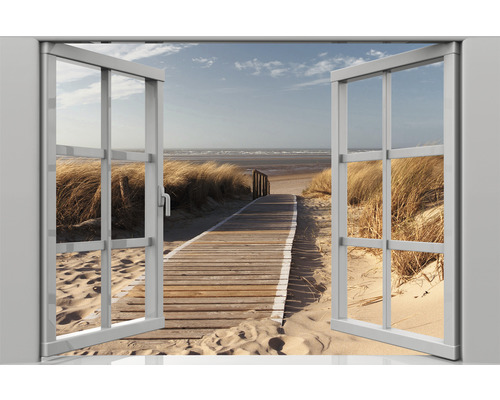 Outdoorbild Fenster zum Strand 77x117 cm