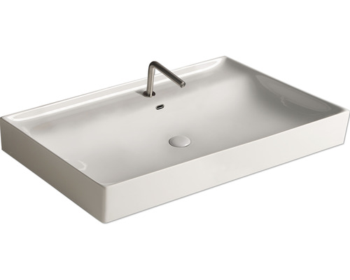 Rechteckiges Aufsatzwaschbecken mit Armatur