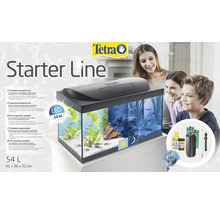 Aquarium Starter Line inkl. Abdeckung Beleuchtung Heizer/Heizstab Futter Wasseraufbereiter Rückwandfolie 61 x 35 x 31 cm