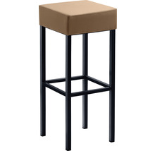 Quadratischer Barhocker mit schwarzem Metallgestell und gepolstertem Sitz