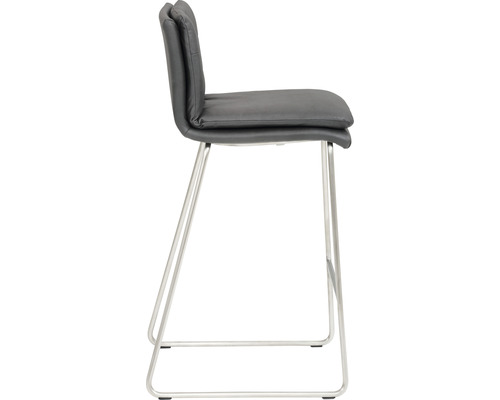 Barstuhl Mayer Sitzmöbel 1231 48,5 x 51,5 x 90 cm Edelstahl/anthrazit 1231_K4_30487 Barhocker mit grauem Sitz und silberfarbenem Metallgestell in Seitenansicht