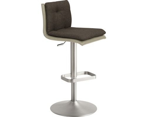 Barstuhl Mayer Sitzmöbel 1211 44 x 47 x 80 cm Stahl chrom matt/taupe + schokobraun Barhocker mit Fußstütze und gepolsterter Sitzfläche