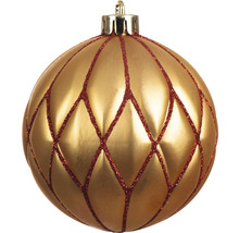 Goldene Weihnachtskugel mit Glitzerlinien