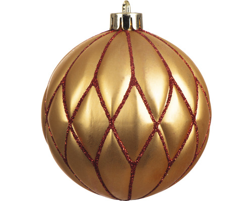 Goldene Weihnachtskugel mit Glitzerlinien
