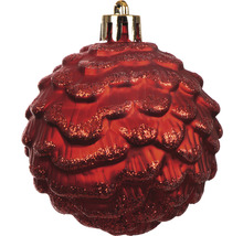 Rote, glitzernde Weihnachtskugel in Zapfenform
