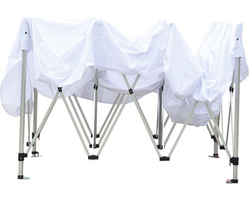 Festzelt mit weißer Abdeckung und Metallrahmen