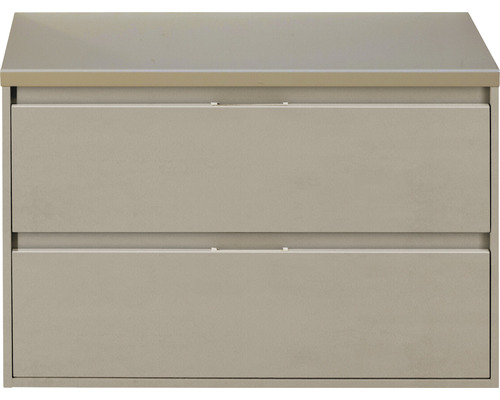 Waschtischunterschrank Sanox Porto Frontfarbe kieselgrau 90 cm mit Waschtischplatte Waschtischunterschrank mit zwei Schubladen für das Badezimmer