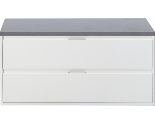 Waschtischunterschrank Sanox Porto Frontfarbe weiß hochglanz BxHxT 120,2 x 58,6 x 50 cm WT-Platte icegreen