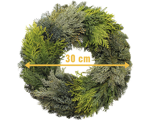 Adventskranz ca. Ø 30 cm Koniferenmixkranz Selection Tellerkranz frisch gebunden, echte Konifere Tannenkranz mit einem Durchmesser von 30 cm