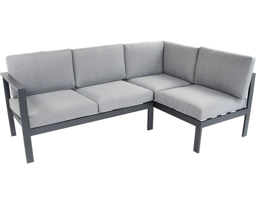 Graues Ecksofa mit Aluminiumrahmen und Stoffbezug