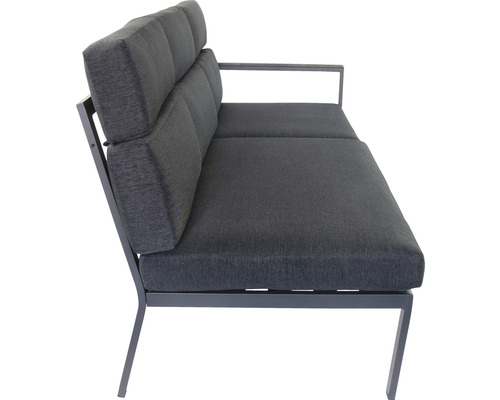 Graues Sofa mit Metallgestell und Stoffpolsterung