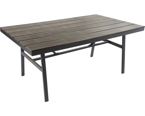 Rechteckiger Gartentisch mit Tischplatte in Holzoptik und Metallgestell