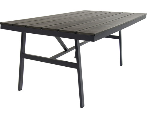 Gartentisch mit Holzlatten und Metallgestell
